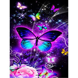 ICECHEN Butterfly Diamond Painting Kits for Adults, Butterfly Flower Diamond Art for Adults DIY 5D Dimond Pantings Round Full Drill Painting with Diamonds Kits Diamond Dots Home Decor 12x16inch