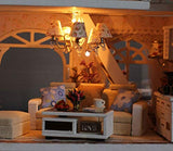 Wooden Doll House Mini DIY Doll Set LED Light Model Wood Studio Handcraft Working Building Kit Teen Romantic Gift (Nordic Town)