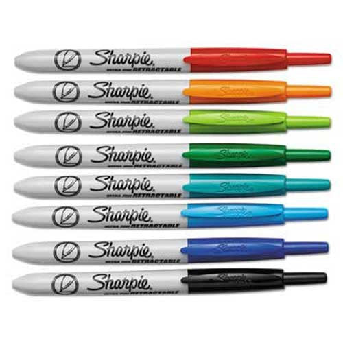 Sharpie 1742025 Retractable Permanent Marker Ultra Fine Tip Assorted Colors 8/Set