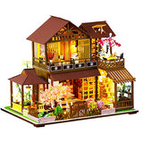 Dollhouse Miniature with Furniture, DIY Wooden Doll House Kit Japanese-Style Plus Dust Cover and Music Movement, 1:24 Scale Creative Room Idea Best Gift for Children Friend Lover (The Forest Pavilion)