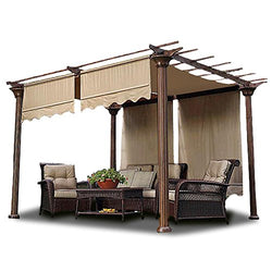 Yescom 2 Pcs 15.5x4 Ft Canopy Cover Replacement with Valance for Pergola Structure Tan
