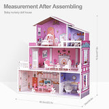 ROBUD Wooden Dollhouse for Kids with 24pcs Furniture Preschool Dollhouse House Toy Dollhouse for Toddlers Girls Dollhouse