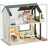 CUTEBEE Dollhouse Miniature with Furniture, DIY Wooden Dollhouse Kit Plus Dust Proof , 1:24 Scale Creative Room Idea