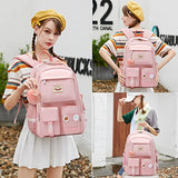 Laptop Backpacks 15.6 Inch School Bag College Backpack Anti Theft Travel Daypack Large Bookbags for Teens Girls Women Students (Pink)