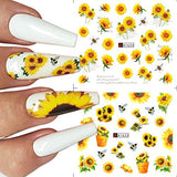 Sunflower Nail Stickers Floral Flower Nail Art Water Decals Transfer Foils for Nails Supply Watermark Small Daisy Flowers Designs Nail Tattoos for Women Nail Supplies Manicure Decorations 12PCS