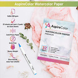 New AspireColor Watercolor Paper 140 lb Cold Press 9x12 Inch, Pack of 2, 64 Sheets (140lb/300gsm) - Heavy Weight Watercolor Sketchbook Paper for Painting, Watercolor, Mixed Media with Easy-Tear Sheets