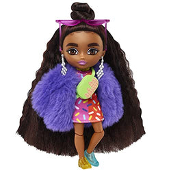 Barbie Extra Minis Doll #1 - Sprinkle-Printed Dress & Furry Coat