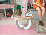 Miniature Table, Modern Dollhouse Wooden Furniture White Transparent Handmade