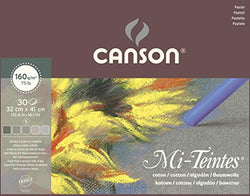 Canson Mi-Teintes 160gsm Pastel Paper pad, Size: 32x41cm, Includes 30 Sheets of Assorted Grey Tones