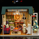 Taruor DIY Christmas Miniature Dollhouse Kit,Realistic Mini 3D Wooden House Room Craft with LED Lights Children's Gift Christmas Decoration