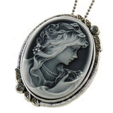 Light Gray Cameo Pendant Necklace Charm Fashion Jewelry for Women