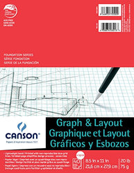 Canson Foundation Series Graph and Layout Paper Pad with Non Reproducible Blue Grid, Fold Over,