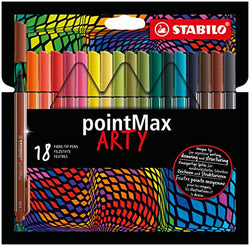 STABILO Nylon Tip Writing Pen pointMax ARTY - Wallet of 18 - Assorted Colors