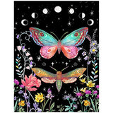 Butterfly Diamond Painting Kits,Paint by Round Full Drill Diamonds for Adults,Trippy Flower Plant Nature Moon Star Diamond Art for Wall Decor 12X16Iinch