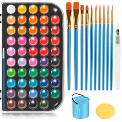 48 Color Watercolor Paint Set with a Watercolor Paint,Refillable Water Brush Pen,Folding Wash Pen Holder,Clean Sponge