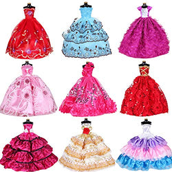 Doll Clothes Dresses for Barbie Girl Dolls 10 Pcs Lot - Handmade Clothes for Barbie 11.5 Inch Girls Doll Wedding Party Dresses Gowns Outfit Costume Toys for Kids Xmas Birthday Random Style