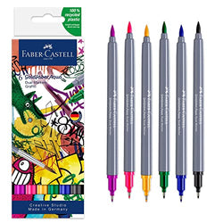 Faber-Castell Goldfaber Watercolor Dual Art Markers: Graffiti - 6 Colors, Water Color Markers Pens