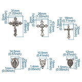 Craftdady 70pcs Tibetan Mixed Crosses Crucifix Pendants Virgin Mary Religious Charms for Jewelry Necklace Making, Hole:1.5-2mm