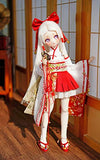1/4 BJD Clothes Improved Witch Costume Kimono Contains Feathered Arrow and Cherry Blossom Fox Mask,B