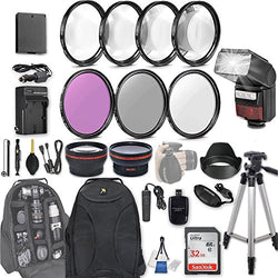 58mm 28 Pc Accessory Kit for Canon EOS Rebel T6, T5, T3, 1300D, 1200D, 1100D DSLRs with 0.43x