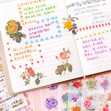 Washi Paper Scrapbook Stickers Set (12 Sheets) Nature Rose Flower Decorative Stickers for Scrapbooking Planner Letter Gift Packing Letter Art Craft