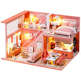 Dollhouse Miniature with Furniture,DIY 3D Wooden Doll House Kit Duplex Apartment Style Plus with Dust Cover and Music Movement,1:24 Scale Creative Room Idea Best Gift for Children Friend Lover L029