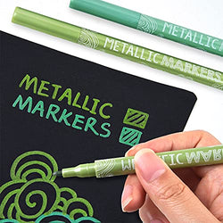 2 Pcs Metallic Marker Pens - Olive Green and Grass Green Colors Metallic Markers Set for Black Paper, Card Making, Scrapbooking Crafts, DIY Photo Album (Medium tip)