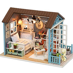 Fsolis DIY Dollhouse Miniature Kit with Furniture, 3D Wooden Miniature House with Dust Cover and Music Movement, Miniature Dolls House kit (Z7)