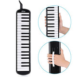 Eastar 37 Key Melodica Instrument with Mouthpiece Air Piano Keyboard,Carrying Bag Black