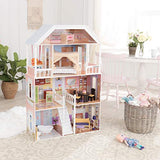 KidKraft Savannah Wooden Dollhouse, Over 4 Feet Tall with Porch Swing and 14 Accessories ,Gift for Ages 3+