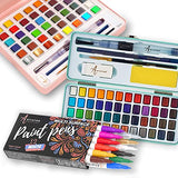 Watercolor Paint Set, 48 Vivid Colors in Tin Box and Watercolor Paint Set in Portable Box and 12 Acrylic Paint Markers Extra-fine Tip, Bundle for Adults and Kids, for Beginners and Professional Artist