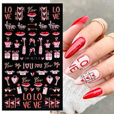 JMEOWIO 3D Embossed Valentines Day Nail Art Stickers Decals Self-Adhesive Pegatinas Uñas 5D Heart Love Nail Supplies Nail Art Design Decoration Accessories 4 Sheets