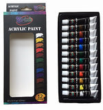 Acrylic Paint Set 12 Color Tubes Uses Include Metal, Canvas, Clay, Ceramic, Fabric,Wood and Craft. Non-Toxic, for Professional Artist, Beginners and Students, Quality Brush Paints