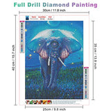 AIRDEA Elephant Diamond Art Kits for Adults Beginners Round Full Drill 5D DIY Animals Diamond Painting Kits Moonlight Diamond Art Painting Kits Gem Picture Art for Home Wall Art Decor 11.8x15.7inch