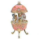 Design Toscano Horse Carousel Romanov Style Enameled Music Box Eggs, Pink
