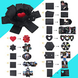 LotFancy Explosion Gift Box, DIY Surprise Photo Box, Creative Scrapbook Album, Love Memory Exploding Picture Box, Anniversary Wedding Valentines’ Day Birthday Gift, Black Preassembled