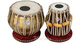Maharaja Musicals Tabla Set, Professional, 3.5 Kg Brass Bayan - Ganesha and Rose Carving, Sheesham Dayan Tuned To C#, Padded Bag, Book, Hammer, Cushions, Cover, Tabla Hand Drums Indian (PDI-BHD)