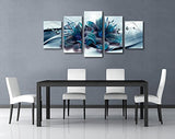 Huge Turquoise Blue Lily Flower Canvas Wall Art Extra Large Modern Teal Artwork Floral Print Painting
