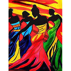 5D Diamond Painting African Women Dancing in The Sunset Full Drill by Number Kits, SKRYUIE DIY Rhinestone Pasted Paint with Diamond Set Arts Craft Decorations (12x16inch)