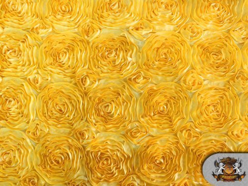 Rosette Satin Fabric Yellow / 54' Wide / Sold By the Yard