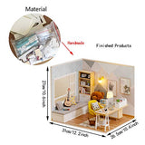 WYD 1:32 Building Model House 3D Miniature Dollhouse Kit Sunshine Study Room Wooden Kit with Dust Cover and Bear Creative Assembly Craft Gift