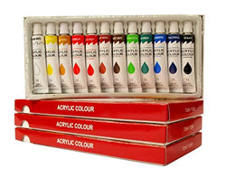 Zen Art Supply 36 Pack ACRYLIC PAINTS 12 ml Rainbow Pigments Artist Painting