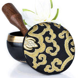 Silent Mind ~ Tibetan Singing Bowl Set ~ Power and Strength Design ~ With Dual Surface Mallet and Silk Cushion ~ Promotes Peace, Chakra Healing, and Mindfulness ~ Exquisite Gift