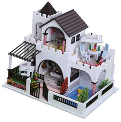 Flever Dollhouse Miniature DIY House Kit Manual Creative with Furniture and Cover for Romantic Artwork Gift (Dreamlike Castle)