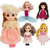 6.3" Mini Girl Dolls, includ 10 Sets Handmade Doll Clothes, 5 Sets 6.3" Mini Girl Dolls, 5 Pairs of Shoes in Rainbow Colors .
