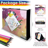 Art Sketch kit - 208 Pieces Double Sided Trifold Easel Art Set, Drawing Art Box with Oil Pastels, Crayons, Colored Pencils, Markers, Paint Set, Watercolor Cakes, Sketch Pad, Art Kit (Black)