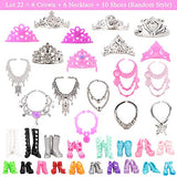 BARWA 32 pcs Doll Clothes and Accessories 10 pcs Party Dresses 22 pcs Shoes, Crown, Necklace Accessories for 11.5 inch Doll