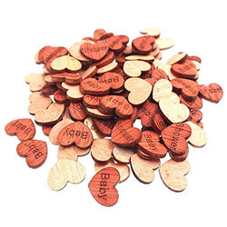 RayLineDo Pack of 100pcs 15MM Buttons Heart Shaped Retro Design Baby Wood Embellishments Without