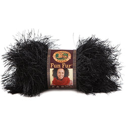 Lion Brand Fun Fur Yarn (153) Black, Black