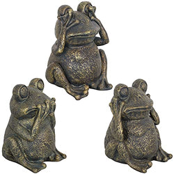 Sunnydaze 3 Wise Frogs Statues - Hear No Evil, See No Evil, Speak No Evil - Garden Decor - Artistic Polystone Sculpture - Indoor/Outdoor Figurine - 10-Inch